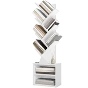 SONGMICS Knjižna polica v obliki drevesa 20,3x38x123,2 cm bela, (5000250274)