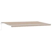 Vidaxl Vlečna tenda Bež 600 x 350 cm Tkanina in aluminij