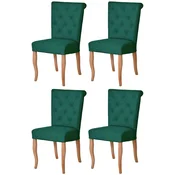 Casa Padrino Chesterfield Neo Baroque dining room chair set of 4 dark green/natural - Kitchen chairs set - Chesterfield dining room furniture - Neo baroque dining room furniture