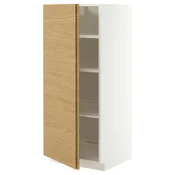 METOD Visoki element s policama, bela/VOXTORP imitacija hrastovine vertikalna rucka, 60x60x140 cm