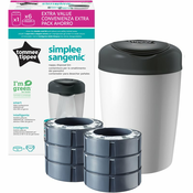 TOMMEE TIPPEE Ugoden komplet Sangenic košara za plenice Simplee Grey + 6x kartuša