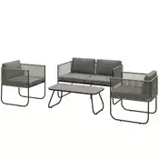 Homestar Vrtni garnitura za 4 osebe sedežna garnitura 90x50x40 cm temno siva