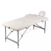 VIDAXL krem bela zložljiva masažna miza z 2 območji in aluminjastim okvirjem