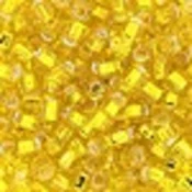 Kašaste perle (seed beads) 4 mm providna sa srebrnom linijom žuta