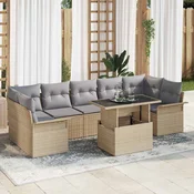 Sjedeća garnitura za vrt 8 kom. Bež [Sintetički]: Poli Ratan 289 x 132,5 x 85 cm