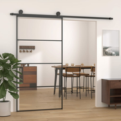 vidaXL Drsna vrata iz aluminija in ESG stekla 102,5x205 cm črna