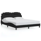 shumee vidaXL Posteljni okvir z LED diodo črne barve 160x200 cm umetno usnje