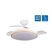 Optonica Stropni ventilator z LED svetilko 30W CCT bela+les