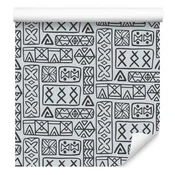 Polinezijska tapeta s geometrijskim vzorcem, siva in svetlo siva, 50x1000 cm