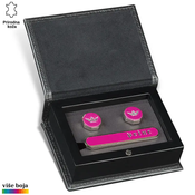 Princ Leather Poklon set dugmad za manžetne i igla za kravatu, Roze