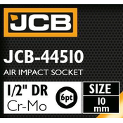 JCB Udarna glava 1/2 10 mm 6-kutna Cr-Mo NASADNI kljuc