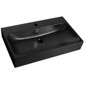 TORIDI Keramični umivalnik 76x46,5 cm, črna mat - Črna - 76x46,5 cm - Sapho - 24 - Keramika - Pravokotnik - 760 - 165 - 465 - 14