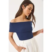 Bianco Lucci Ženska bluza na kratake rukave 60284012, Brod izrez, Tamnoplava