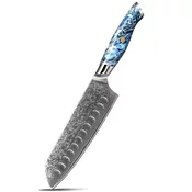 Damaskus kuhinjski nož Akio - Santoku / Modra KP37331