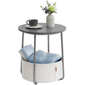 SONGMICS Petite Table Basse Ronde, Table dAppoint z Panier en Tissu, Rangement, pour Salon, Chambre, Table de Chevet, Style Moderne, Gris Ciment et Blanc Nuage LET223G49, (21387928)
