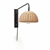 Črna/naravna stenska svetilka o 23 cm Damila – Kave Home