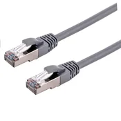 C-TECH Patchcord Cat6a, S/FTP, siv, 0,25 m