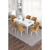 Hanah Home Set Trpezarijski sto i 6 stolica Eva, Okr-beli