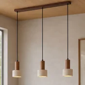 Lucande viseča svetilka Carlotta, 3-žarilna, 80 cm, bež, beton - Dnevna soba/jedilnica - Sodobni - bež, temno leseno