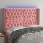 LED uzglavlje Ružicasta 163x16x118/128 cm baršunasto