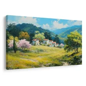 Slika pomladna pokrajina z vasjo - 150x100