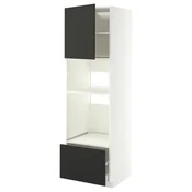 METOD/MAXIMERA Visoka omara za vgrad gspd aparate, bela/Nickebo mat antracitna, 60x60x200 cm