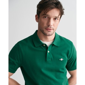 Gant za moške. 2210 Pique Polo Regular Fit Shield green (M), Priložnostno, Zelena, Bombaž, Kratek rokav