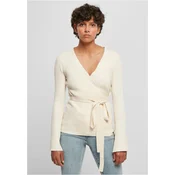 Womens rib knit wrapped cardigan whitesand