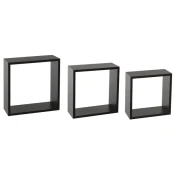 FIVE Zidna polica kocka 3 kom FIXY 24x12x24, 27x12x27, 30x12x30cm MDF, Crna