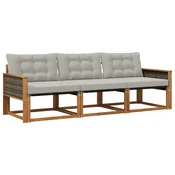 Set vanjskih sofa s jastukom 3 pcs Prirodna i svjetlosiva