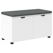 Vidaxl Haldna klop Bela 80 x 38 x 46 cm Oblikovan Les in Tkanina