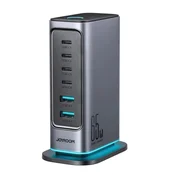 slomart Polnilnik Joyroom JR-TCM02 GaN 65W polnilna postaja 4xUSB-C 2xUSB-A UK vtič - siv