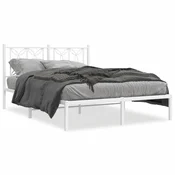 Vidaxl Kovinski posteljni okvir z vzglavjem bel 140x190 cm