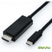 ROLINE Roline USB-C® / HDMI adapterski kabel USB-C® vtič\, HDMI-A  vtič 1.00 m črna 11.04.5840  USB-C®-Display kabel, (20417634)