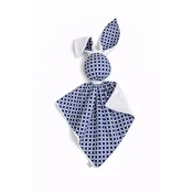 shumee Plišasta igrača zajček doudou, dvostranska, bombažna in minky - Mini rozeta, temno modra - bela