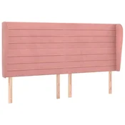 Vidaxl Vzglavje z ušesi roza 203x23x118/128 cm žamet