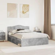 Vidaxl Konstrukcija postelje z vzglavjem Betonsko siva 150 x 200 cm