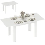 HOMCOM Raztegljiva jedilna miza za 6-8 oseb s preklopnimi ploščami, raztegljiva kuhinjska miza iz MDF, za jedilnico in dnevno sobo, 140-180x80x75 cm, bela