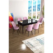 Hanah Home Set Trpezarijski sto i 6 stolica Han, Roze-crni