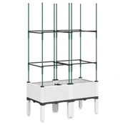 Vidaxl Cvetlično korito z oporno mrežo belo 80x40x142,5 cm PP