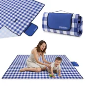 HyperMotion Plažna piknik odeja 150 x 200 cm z vodoodpornim dnom - tkanina Oxford s prevleko PVC, zložena 30 x 22 x 5 cm, za 2–4 osebe