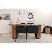 Venture Design Jedilna miza in stol komplet Bianca Oval in Tvist 75x200x90 cm oreh črna