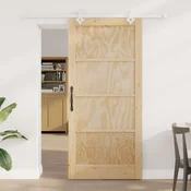 vidaXL Drsna vrata 93 x 202 cm Inženirski les Naravna in bela