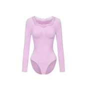 cfab Oblikovanje postave Lace Bodysuit Sculpting Shapewear Longsleeve mit Slip orhideja
