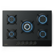 KLARSTEIN Goldflame Nano plinska kuhalna plošča, 5 medeninastih gorilnikov, Nano premaz, LPG/zemeljski plin