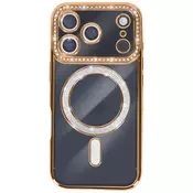 AVIZAR Ovitek za iPhone 17 Pro, združljiv z MagSafe, z okrasnim obrisom iz strasa, Zlata, (5000189337)