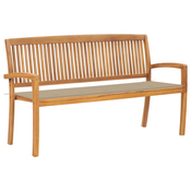 vidaXL Vrtna klop z blazino 159 cm trdna tikovina