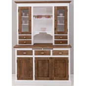 Casa Padrino country style dining room cabinet white/dark brown 137 x 50 x H. 197 cm - Solid wood kitchen cabinet - Dining room furniture in country style - Country style furnishings
