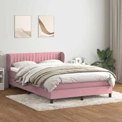 vidaXL vidaXL Box spring postelja z vzmetnico roza 160x210 cm žamet, (21792611)