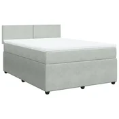 Vidaxl Box spring postelja z vzmetnico svetlo siv 140x190 cm žamet